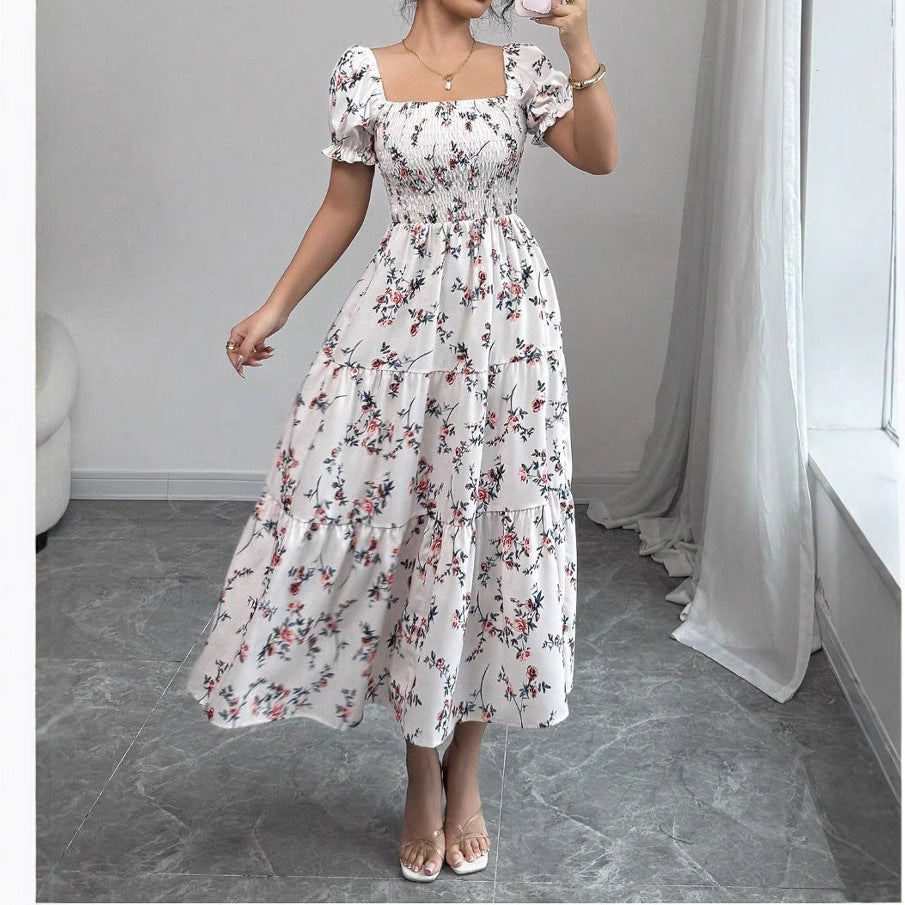 Vestido Longo com Estampado e Corte Evasê - Veron&Co