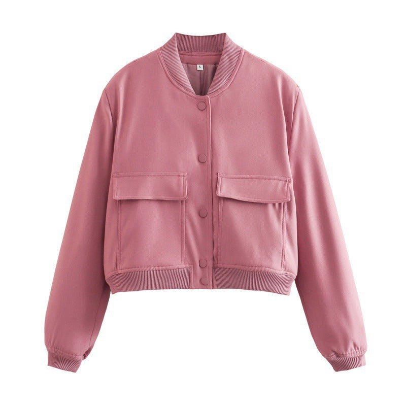 High-Neck Coat with Pockets