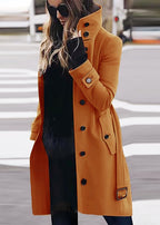 Wool Coat with Buttons and Classic Collar