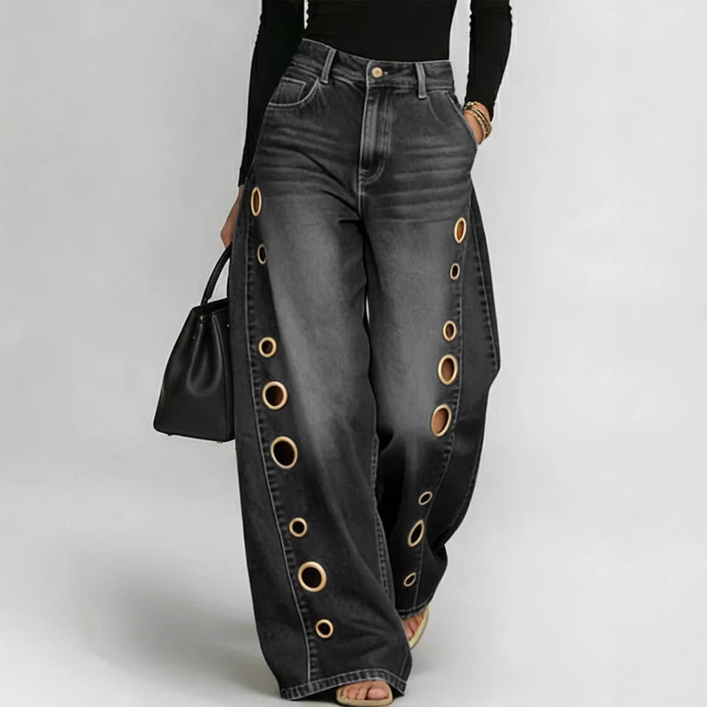 High-Waisted Denim Jeans