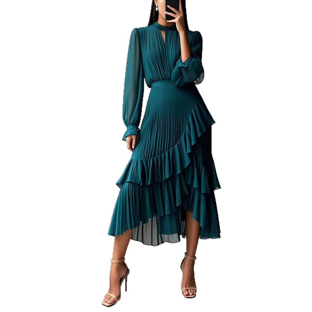 Vestido Midi com Folhos e Pregas - Veron&Co