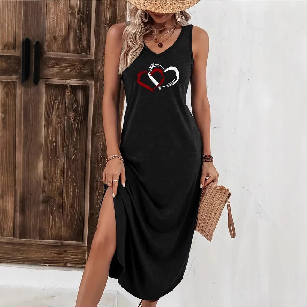 Vestido com Estampado e Sem Mangas - Veron&Co