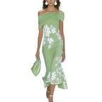 Vestido com Estampado e Ombros Descobertos - Veron&Co