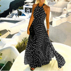 Vestido Longo com Estampado e Pregas - Veron&Co