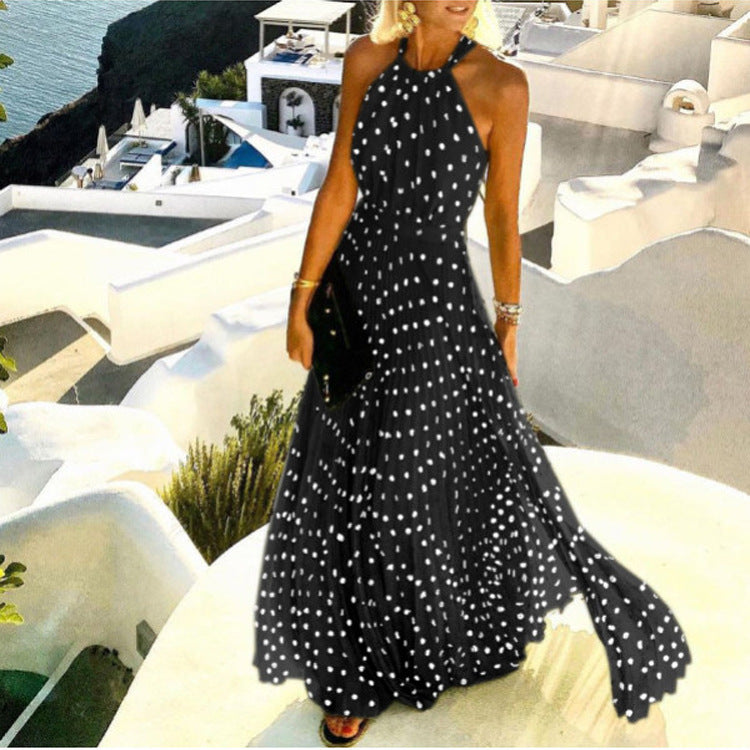 Vestido Longo com Estampado e Pregas - Veron&Co