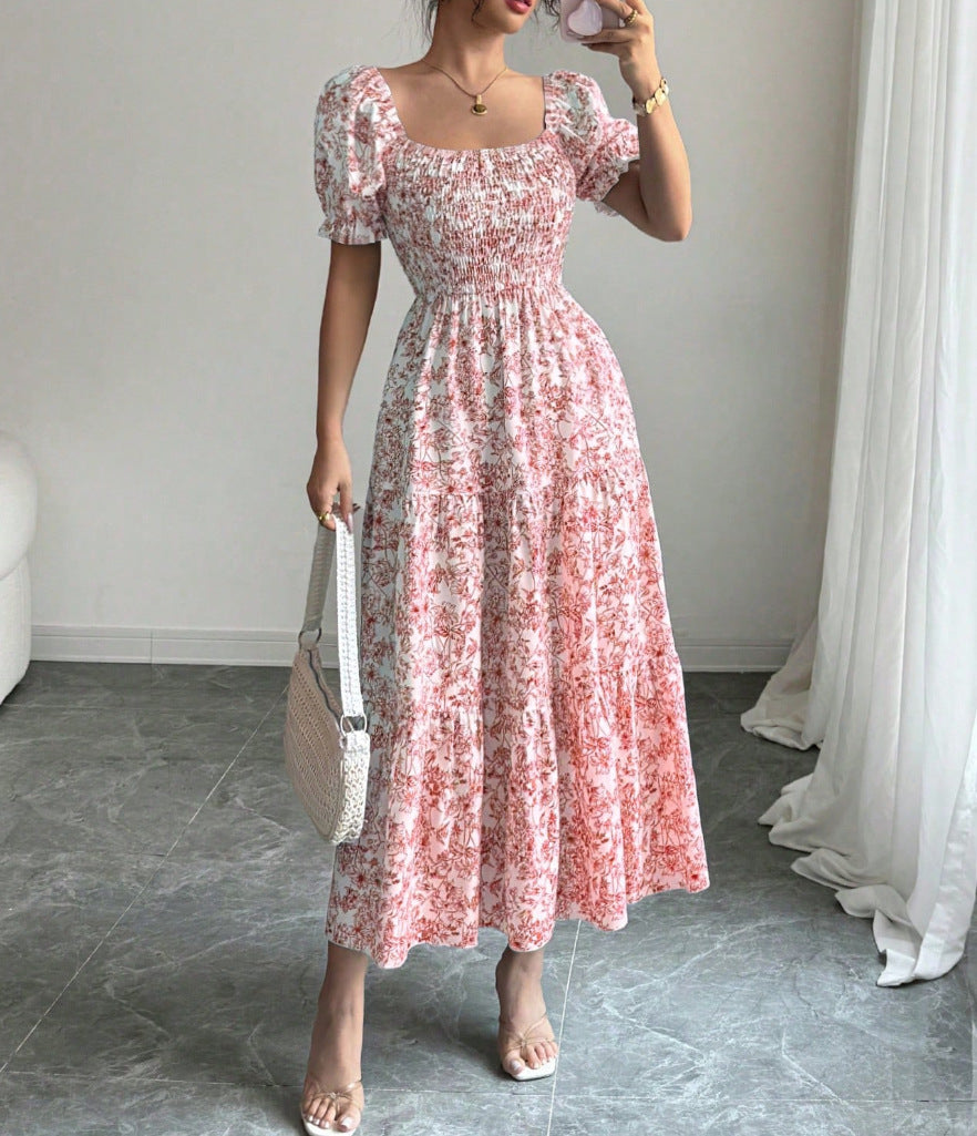 Vestido Longo com Estampado e Corte Evasê - Veron&Co