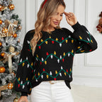 Loose-Knit Sweater with Festive Pattern