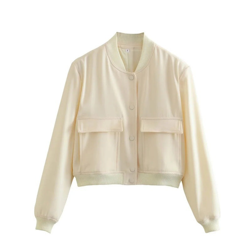 High-Neck Coat with Pockets
