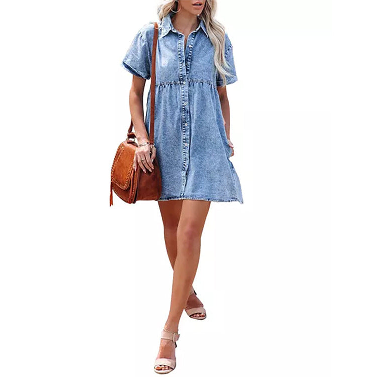 Vestido em Ganga com Gola Lapela - Veron&Co