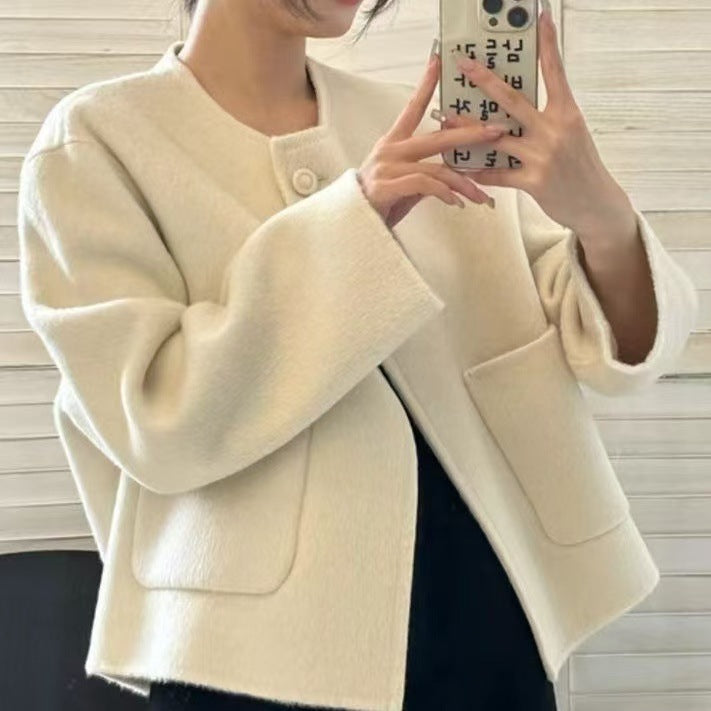 Casaco Curto em Lã Estilo Tweed