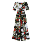 Vestido com Laço Na Cintura e Manga Curta - Veron&Co