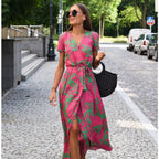 Vestido com Estampado e Decote em V - Veron&Co