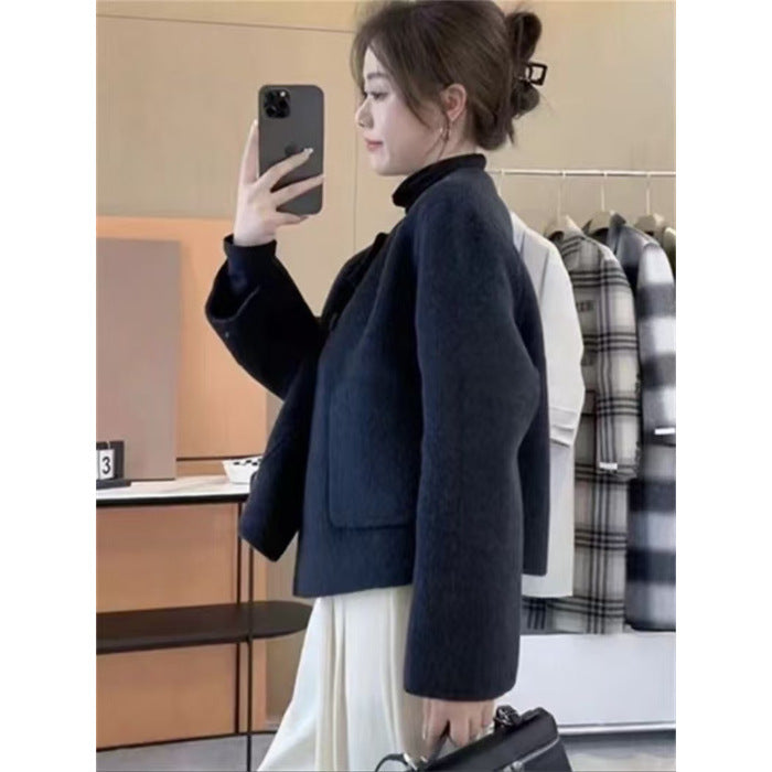 Casaco Curto em Lã Estilo Tweed