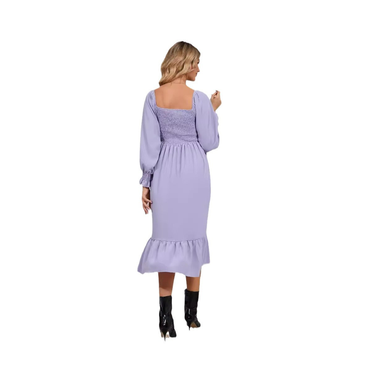 Vestido com Folhos e Cintura Alta - Veron&Co