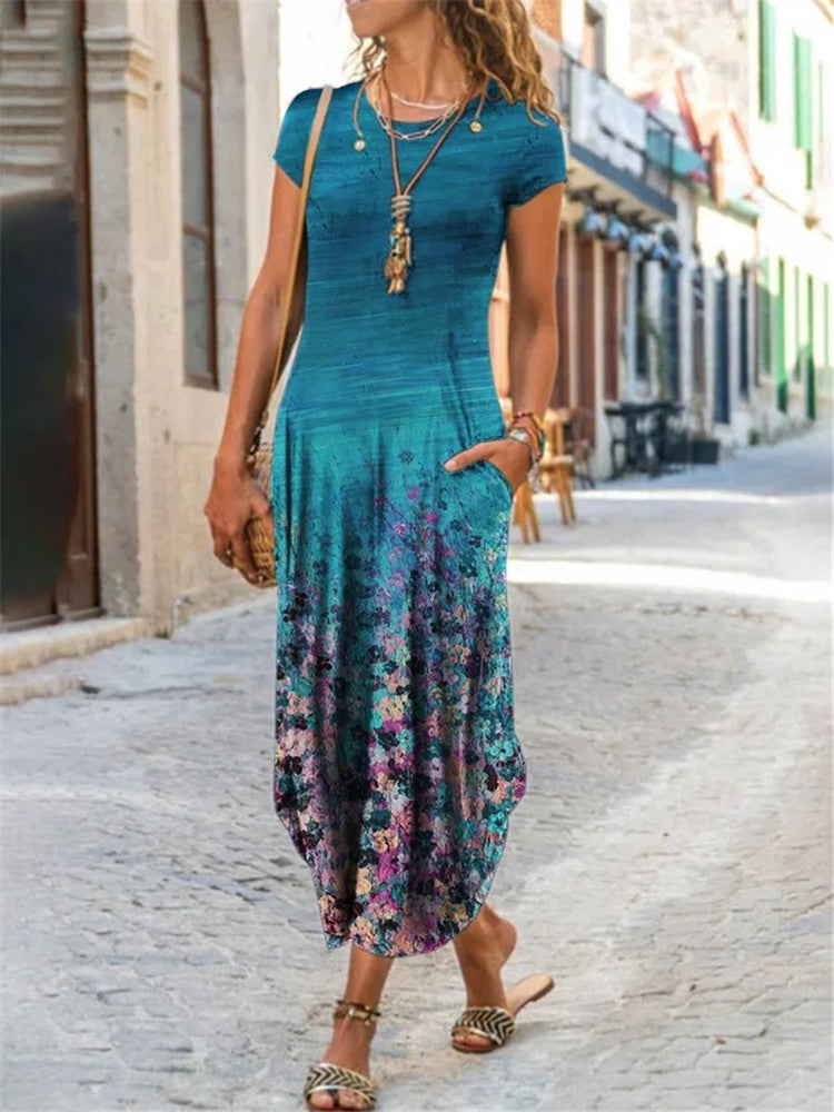 Vestido com Estampado e Decote Redondo - Veron&Co