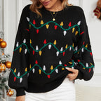Loose-Knit Sweater with Festive Pattern