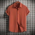 Camisa Solta em Algodão e Linho de Manga Curta Veron&Co, detalhe do bolso