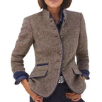 Color-Block Buttoned Wool Coat