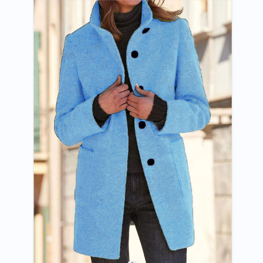 Retro High-Neck Wool Coat