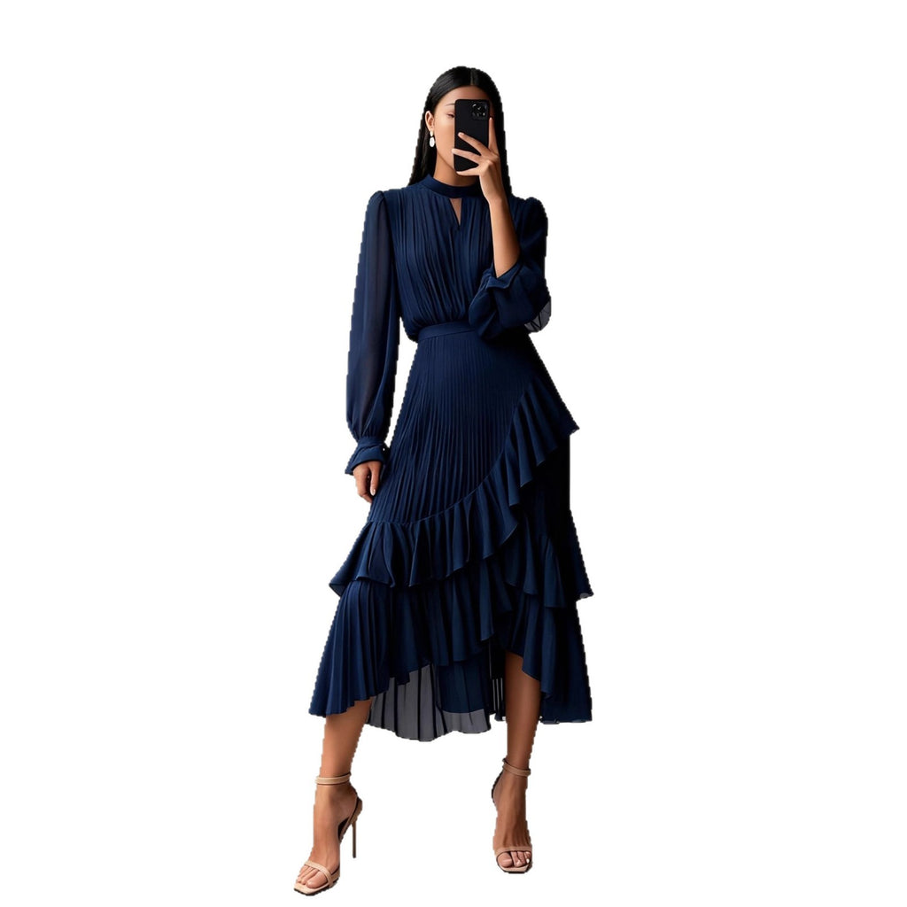 Vestido Midi com Folhos e Pregas - Veron&Co