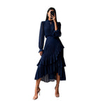 Vestido Midi com Folhos e Pregas - Veron&Co