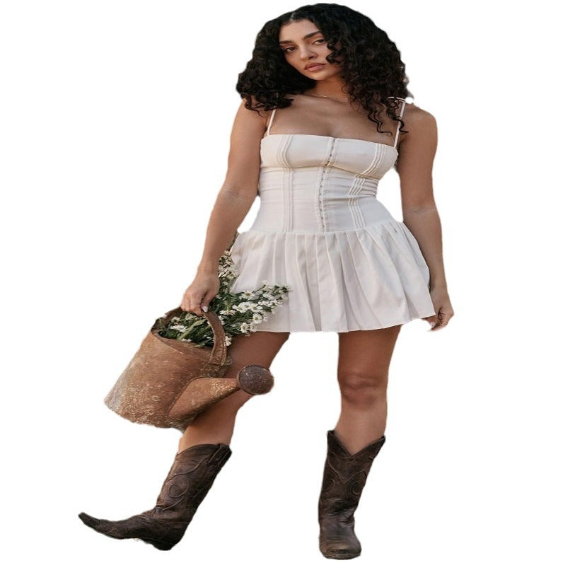 Vestido com Pregas e Corte Justo - Veron&Co