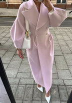 Long Coat with Puff Sleeves and Lapels