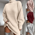 Vestido de Malha Gola Alta Raglan