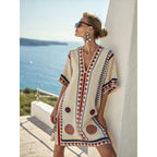 Vestido Midi com Estampado e Decote em V - Veron&Co