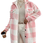 Plaid Teddy Coat with Lapels