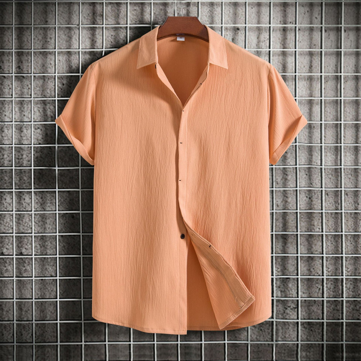 Camisa Solta em Algodão e Linho de Manga Curta Veron&Co, detalhe do tecido