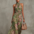 Vestido Longo em Tule com Pregas e Corte Justo - Veron&Co