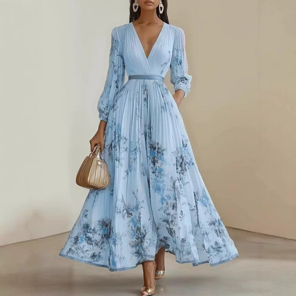 Vestido com Estampado e Decote em V - Veron&Co