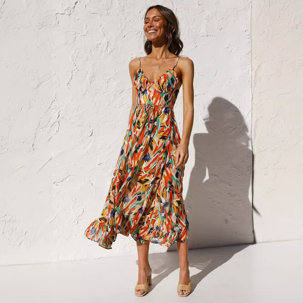 Vestido com Estampado e Folhos - Veron&Co