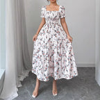 Vestido Longo com Estampado e Corte Evasê - Veron&Co