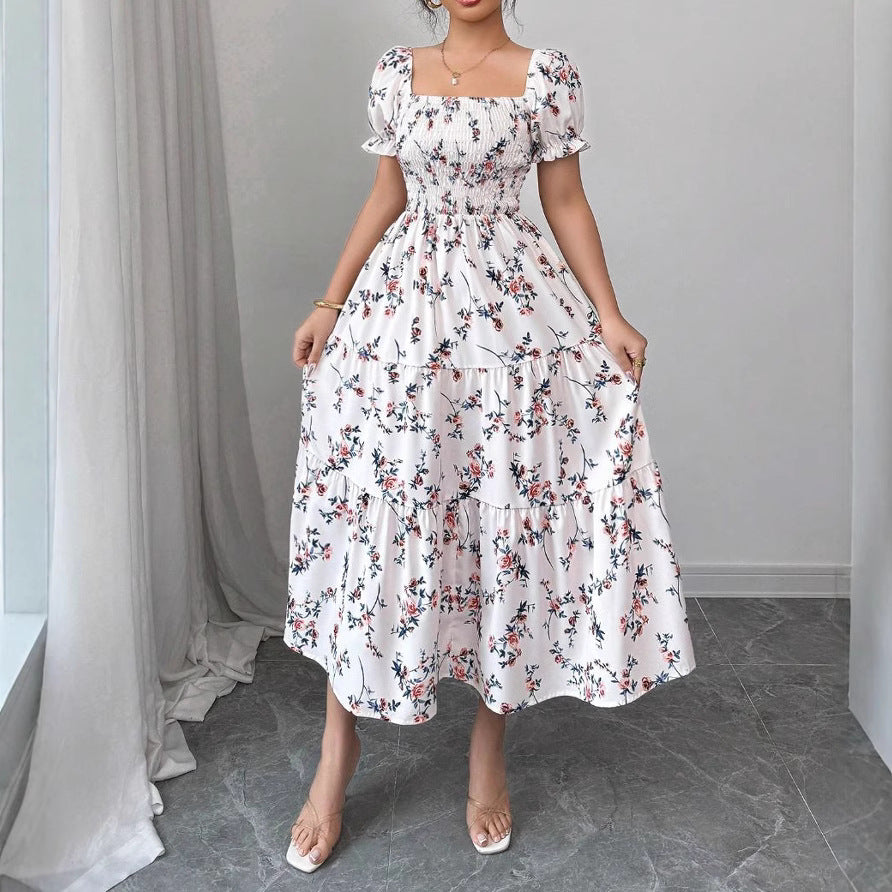 Vestido Longo com Estampado e Corte Evasê - Veron&Co