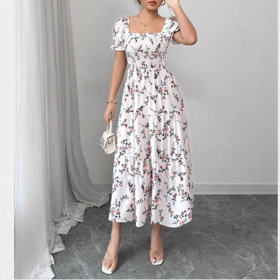 Vestido Longo com Estampado e Corte Evasê - Veron&Co