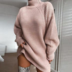 Vestido de Malha Gola Alta Raglan