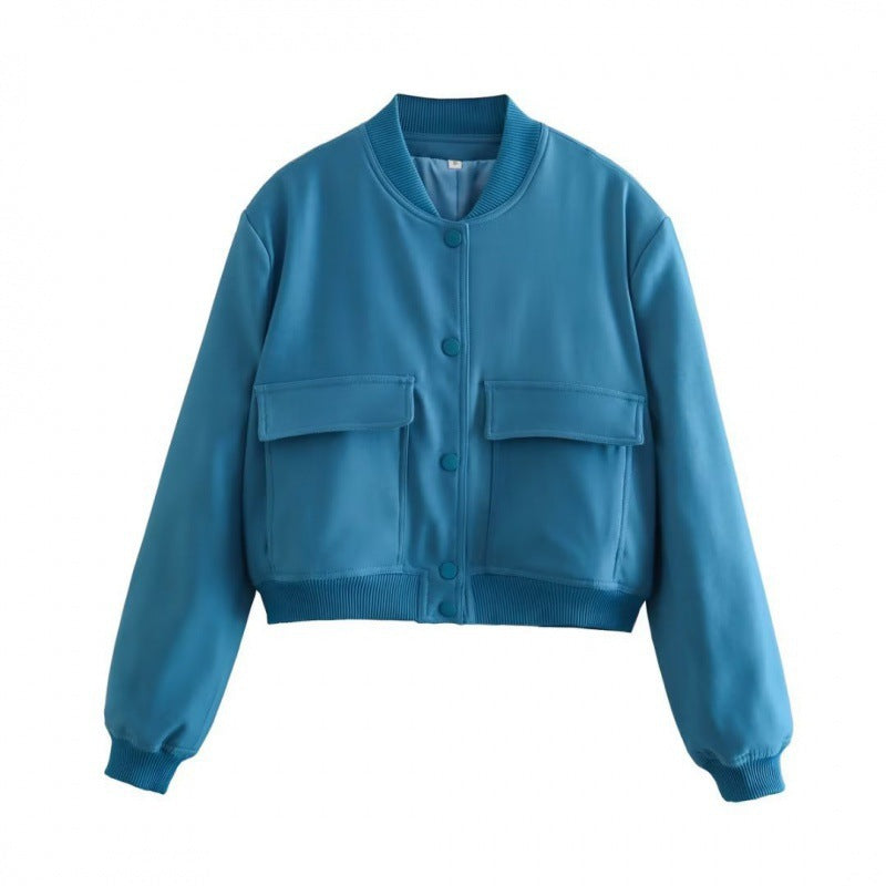High-Neck Coat with Pockets