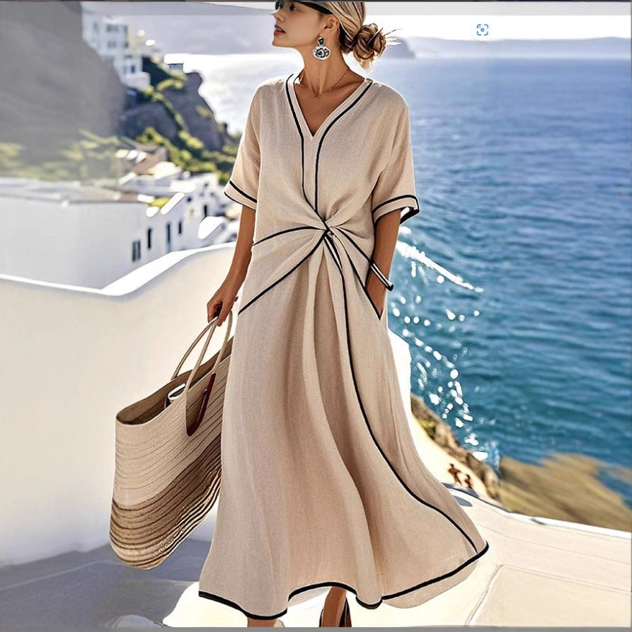 Vestido com Estampado e Pregas - Veron&Co