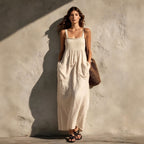 Vestido Longo em Algodão com Alças Finas - Veron&Co