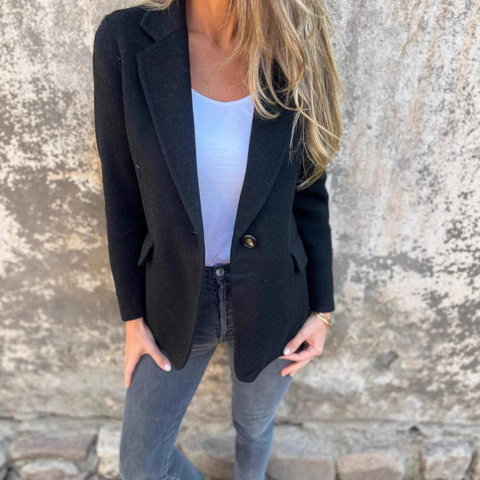 Blazer em Lã com Lapela e Botões