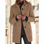 Retro High-Neck Wool Coat
