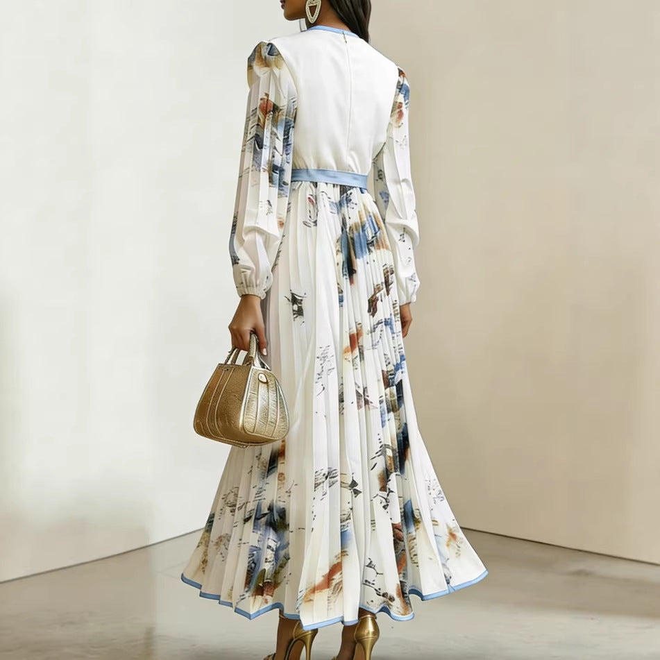 Vestido com Estampado e Decote em V - Veron&Co