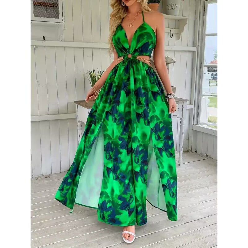 Vestido Longo com Estampado Floral e Costas Nuas - Veron&Co