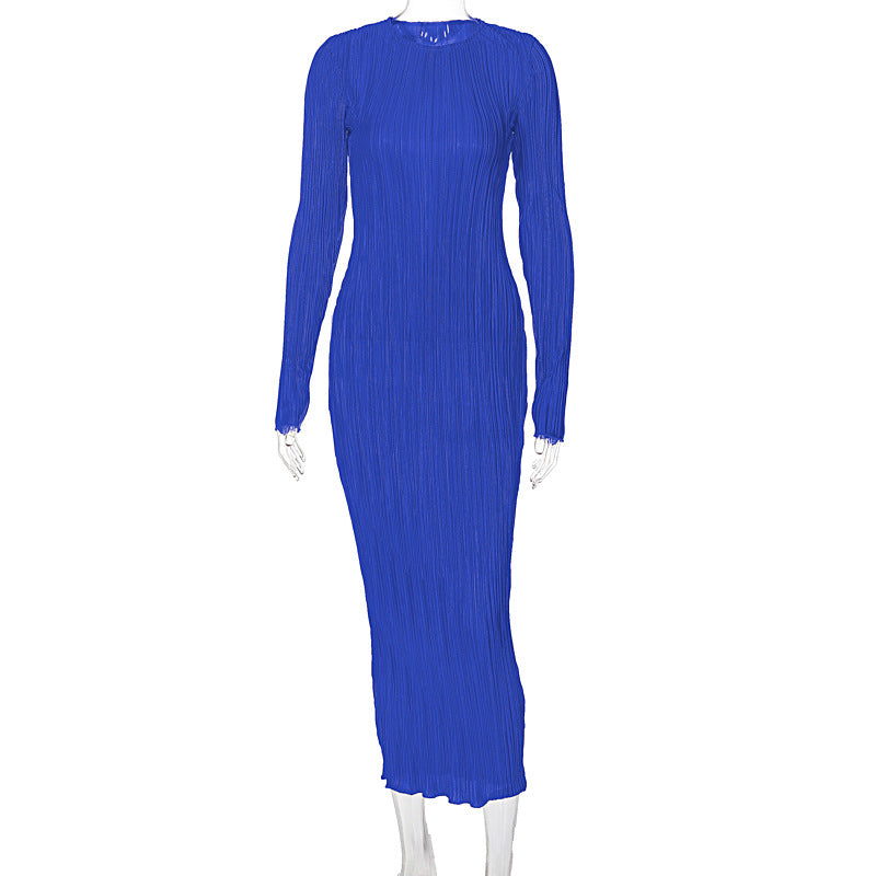 Vestido com Decote Redondo e Manga Comprida - Veron&Co