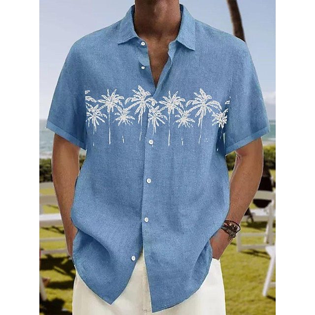 Camisa Estampada Tropical de Manga Curta Veron&Co, detalhe do estampado