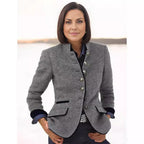 Color-Block Buttoned Wool Coat