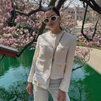 Short Wool Jacket with Metal Buttons