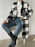 Plaid Teddy Coat with Lapels